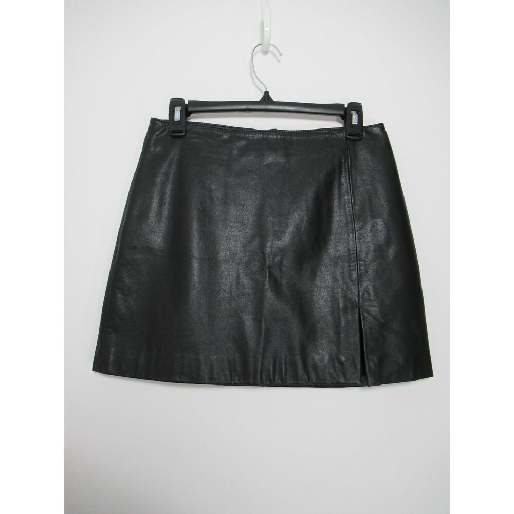 Wilson's Maxima Black 100% Leather Mini Skirt Size 10 Vintage Y2K